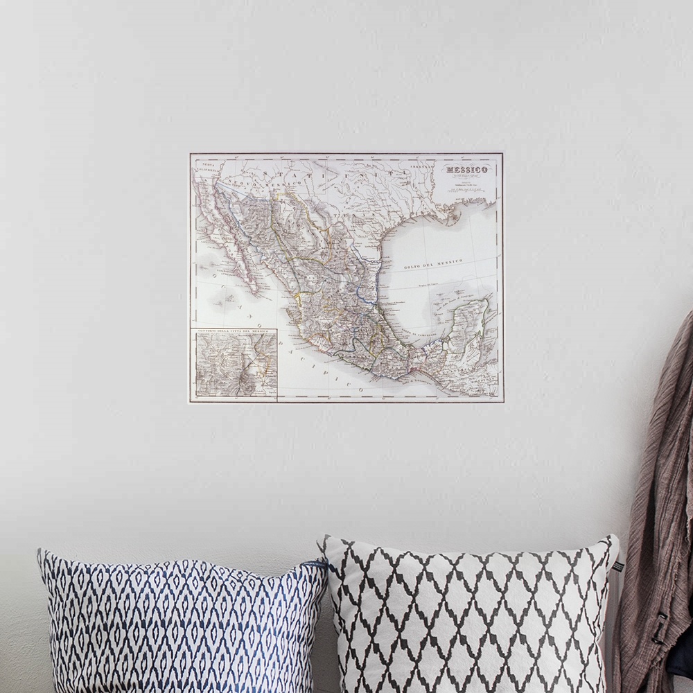 A bohemian room featuring Map of Mexico and Outlines of Mexico City