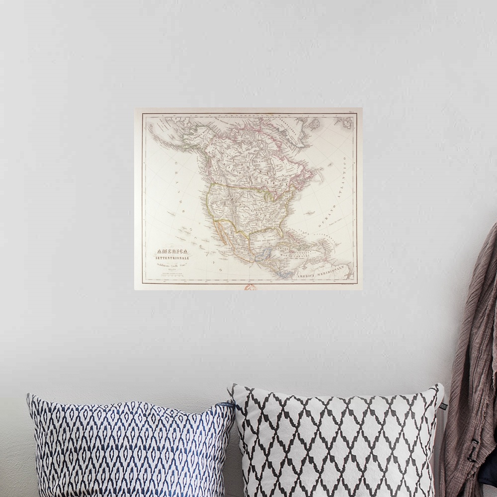 A bohemian room featuring Map of North America