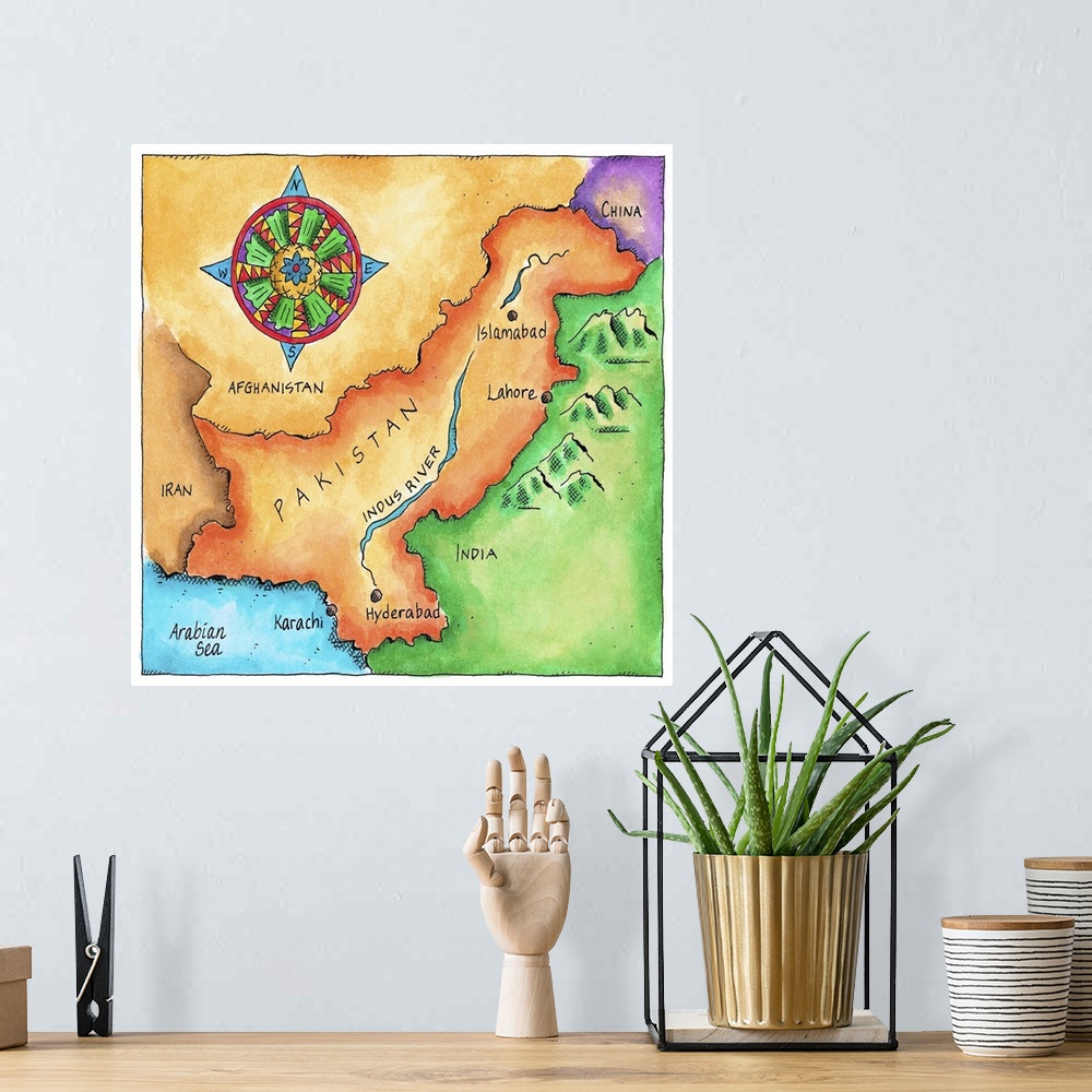 A bohemian room featuring Map of Pakistan
