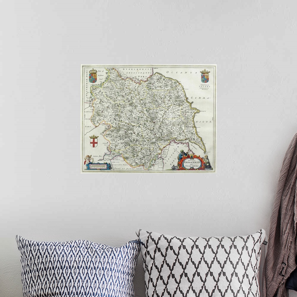 A bohemian room featuring Map of Yorkshire , England