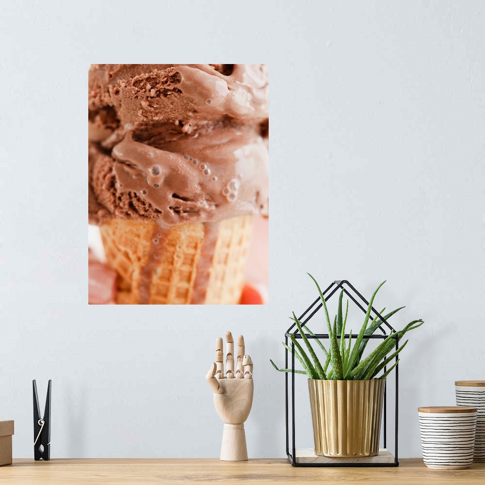 A bohemian room featuring USA, New Jersey, Jersey City, Close up of melting chocolate ice cream