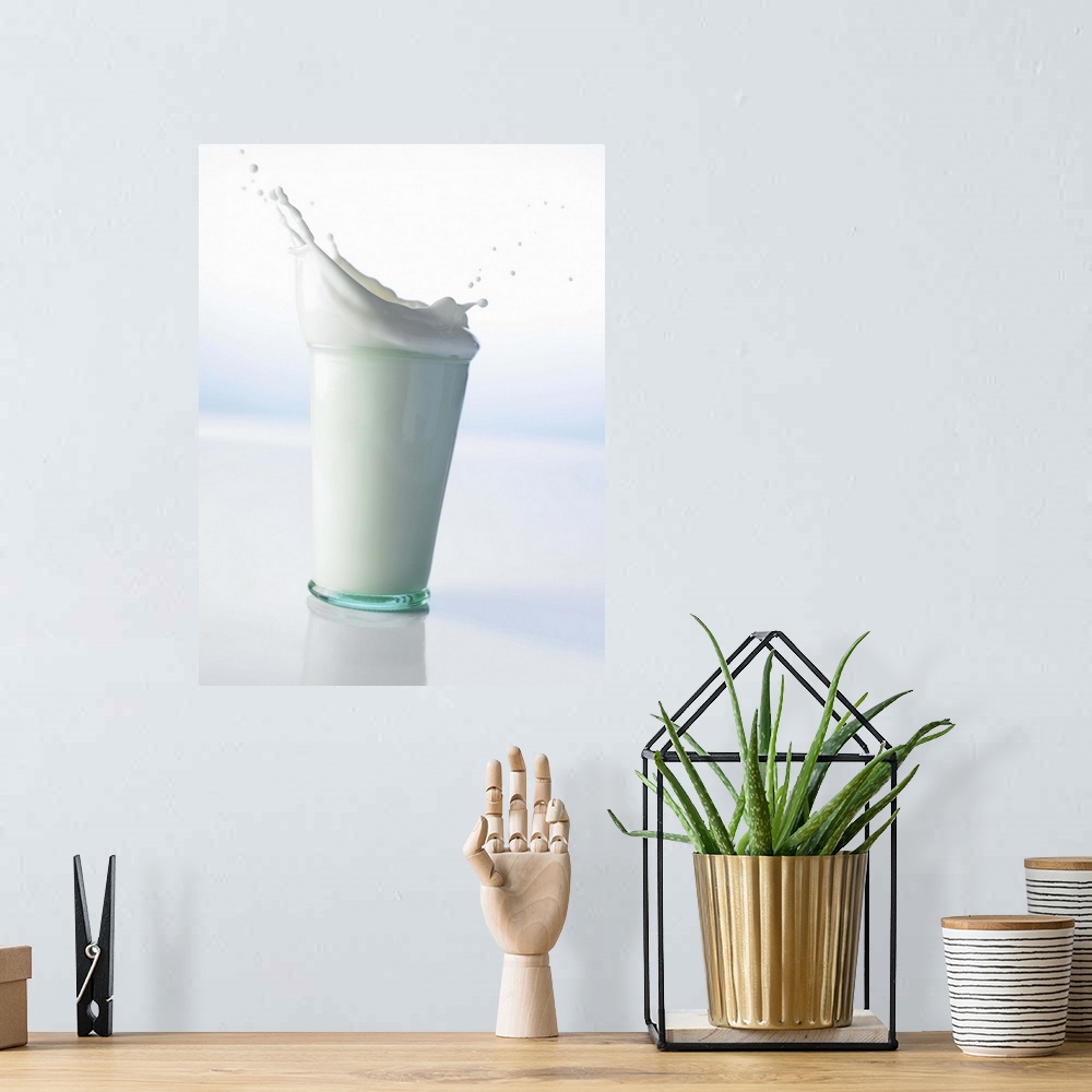 A bohemian room featuring Milk splashing in glass