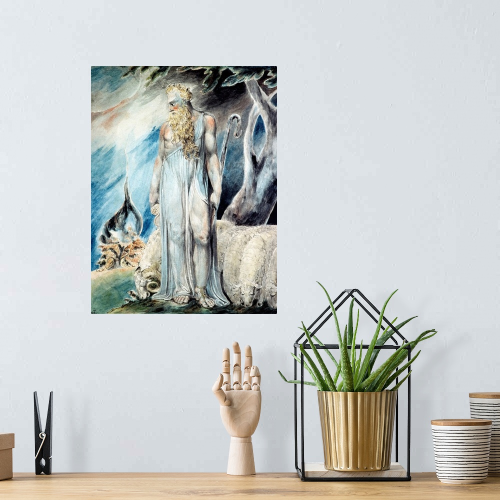 A bohemian room featuring Moses And The Burning Bush By William Blake