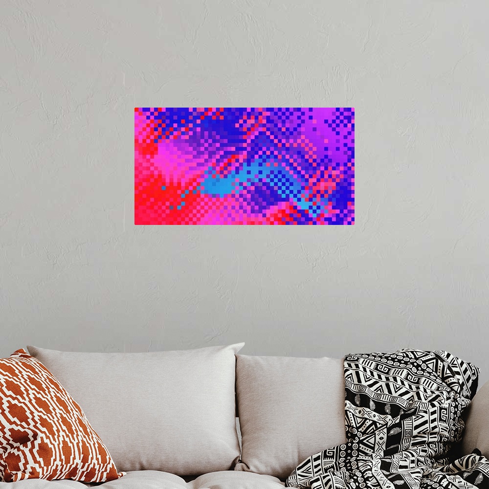 A bohemian room featuring Multicolored Abstract Geometric Squared Background