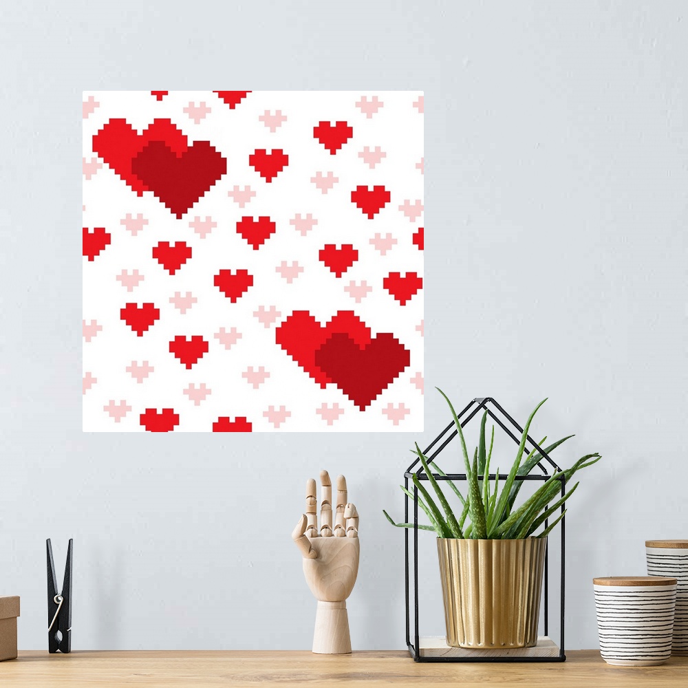 A bohemian room featuring Red Pixel Hearts
