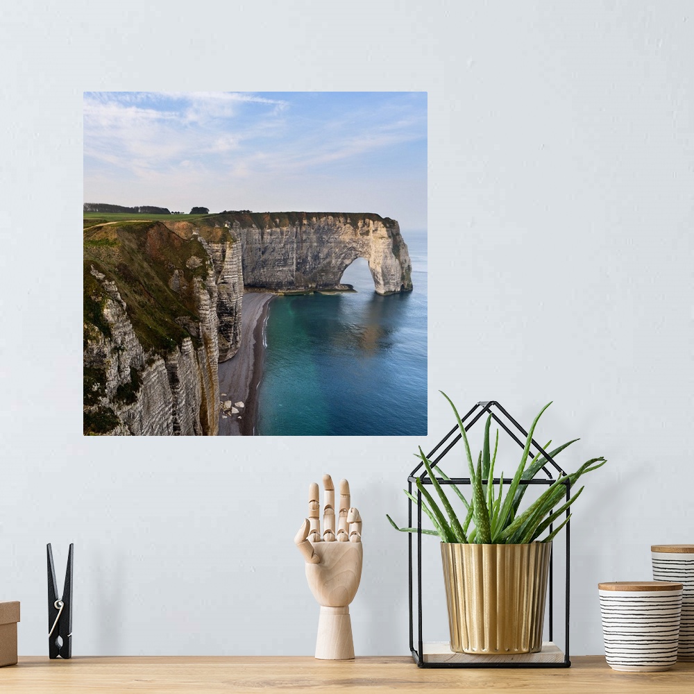 A bohemian room featuring Seascape with cliff in Etretat coast.