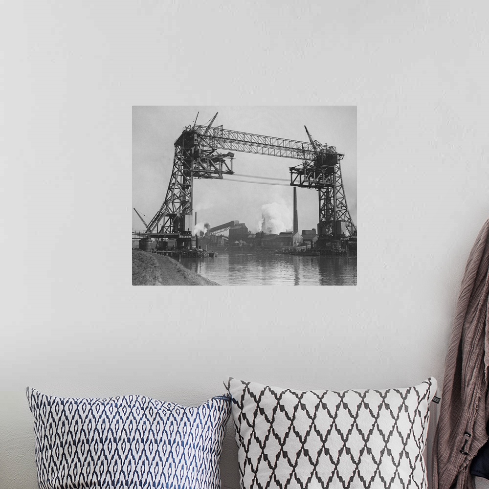 A bohemian room featuring The new suspension bridge being built over the River Tees at Newport in Middlesbrough. It is only...
