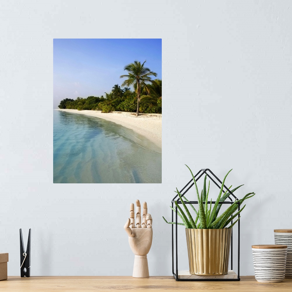 A bohemian room featuring Tranquil tropical beach scene, Maldive Islands
