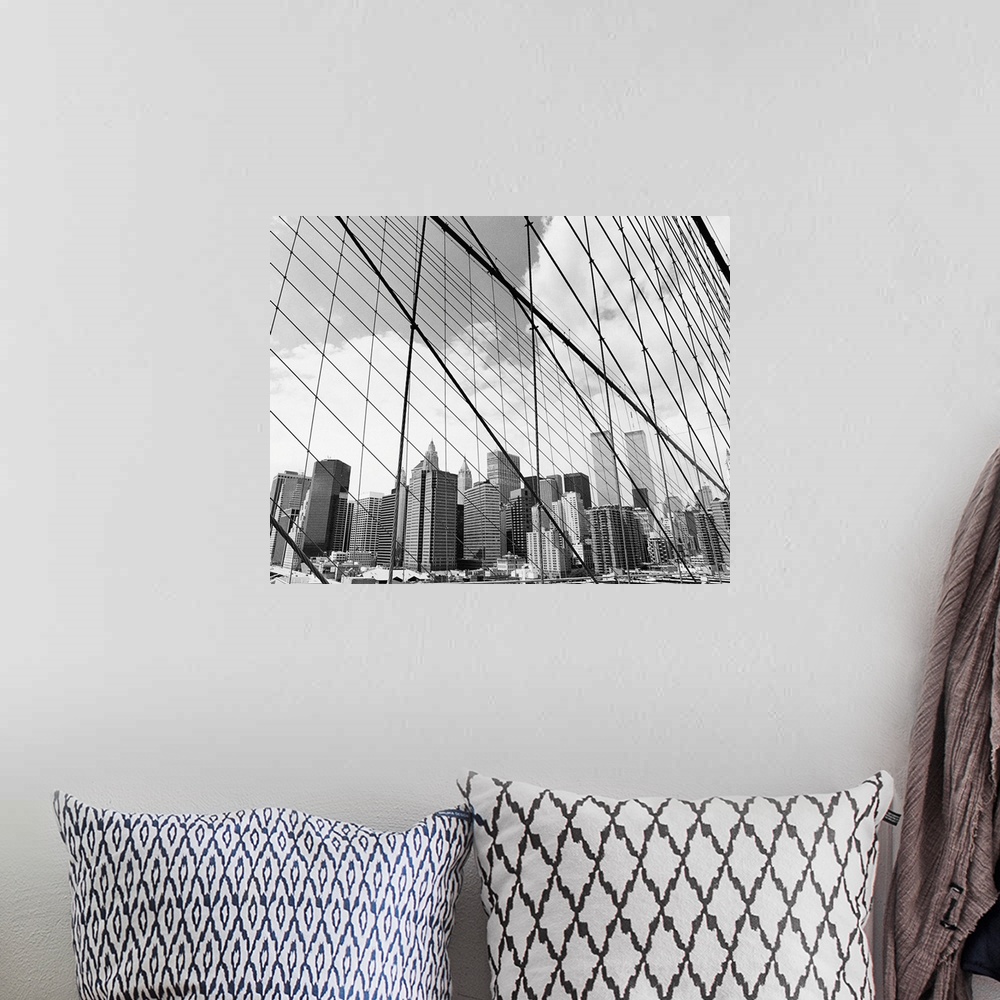 A bohemian room featuring View of New York from Brooklyn Bridge, USA