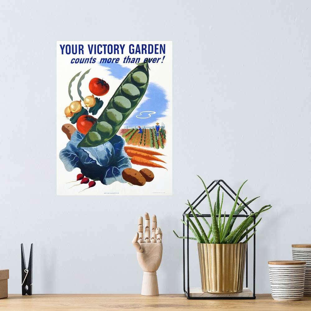 A bohemian room featuring Your Victory Garden Poster