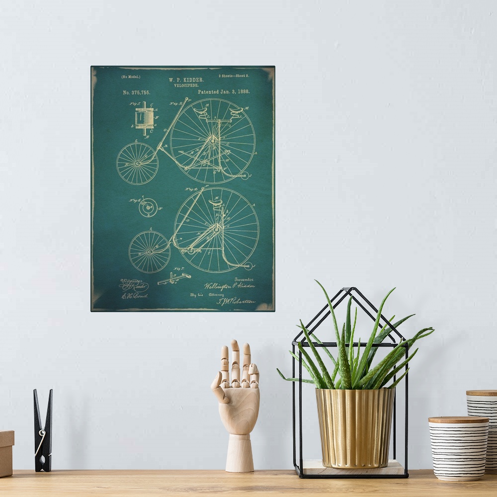 A bohemian room featuring Bicycle Patent III Blue