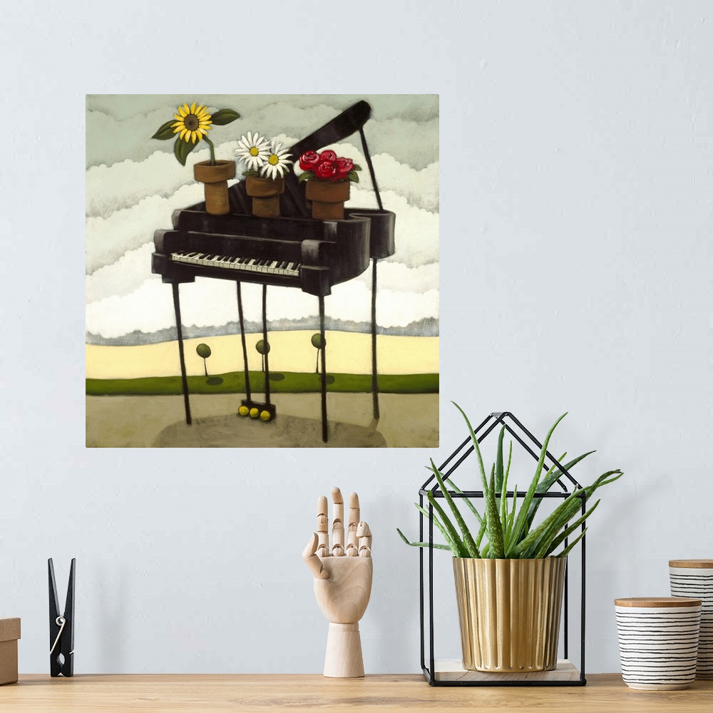 A bohemian room featuring Piano and Posies