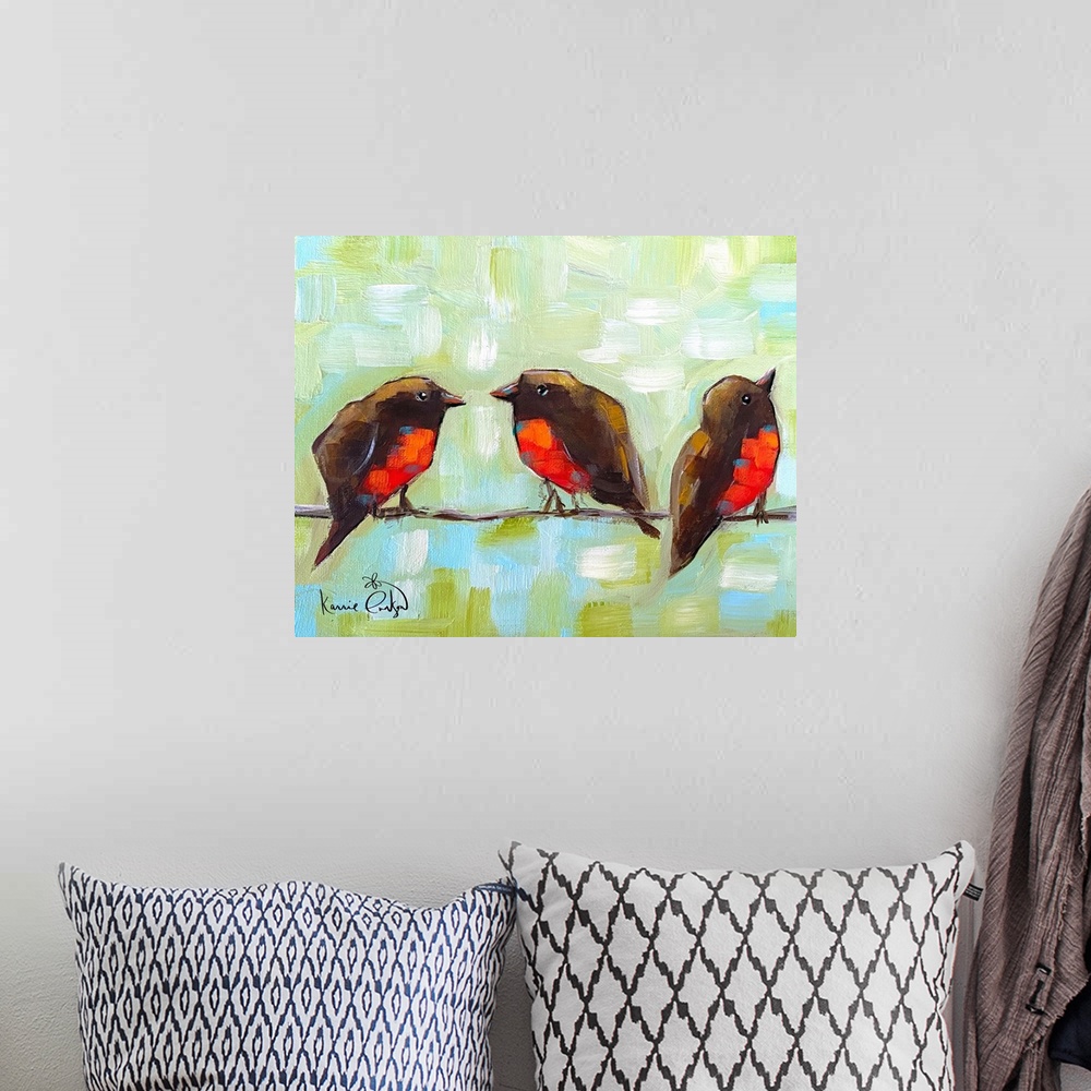 A bohemian room featuring 3 Robins On A Wire