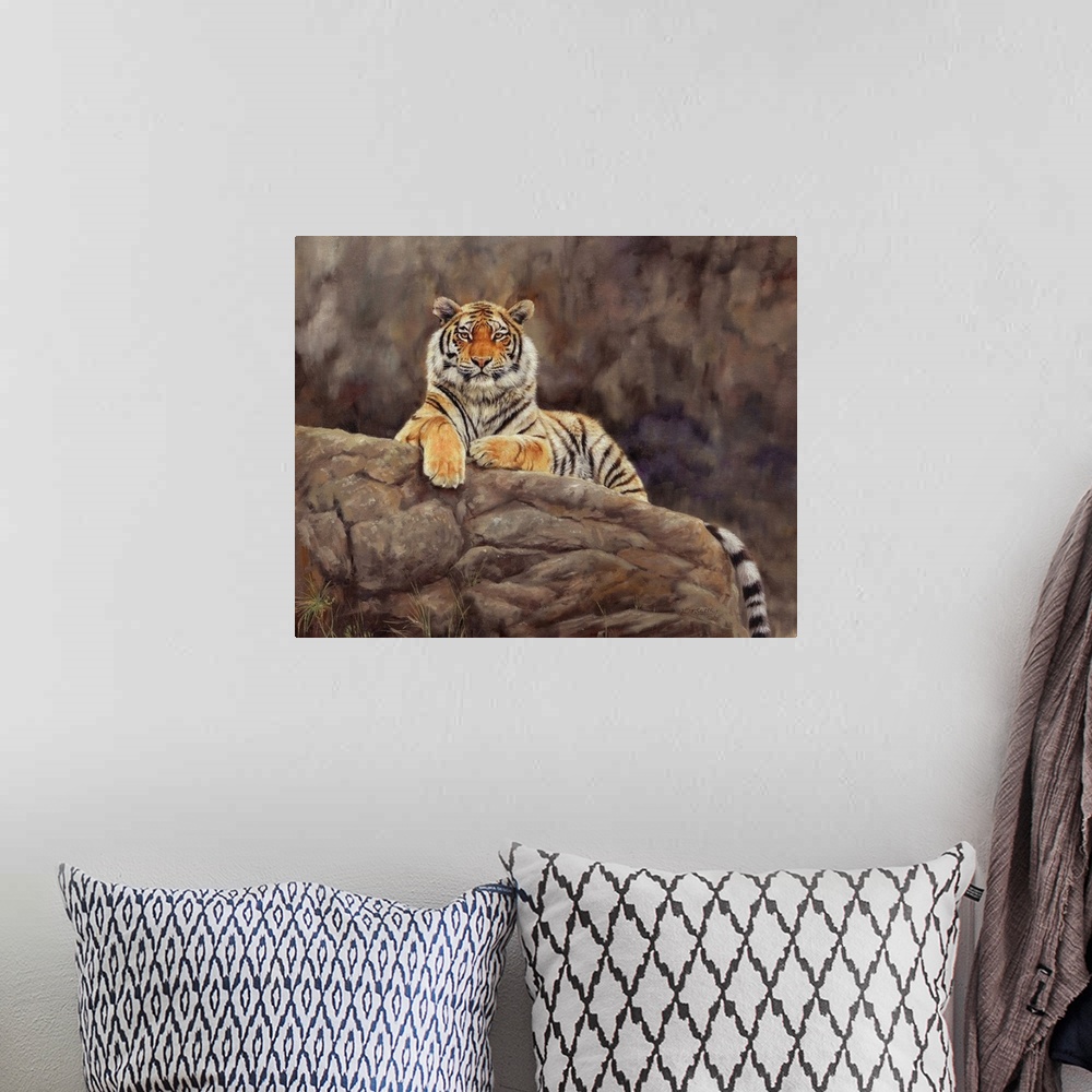 A bohemian room featuring Amur Tiger On The Rocks