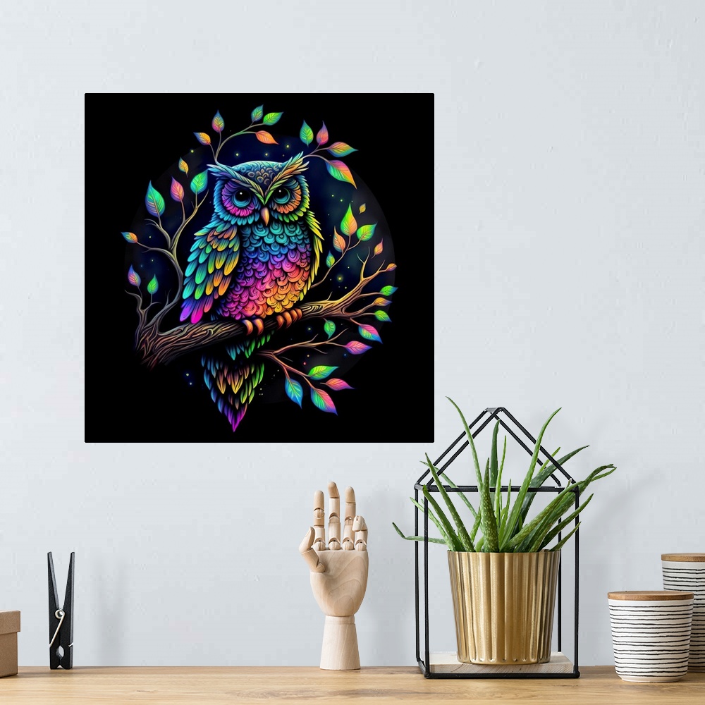 A bohemian room featuring Cosmic Clouds Owl