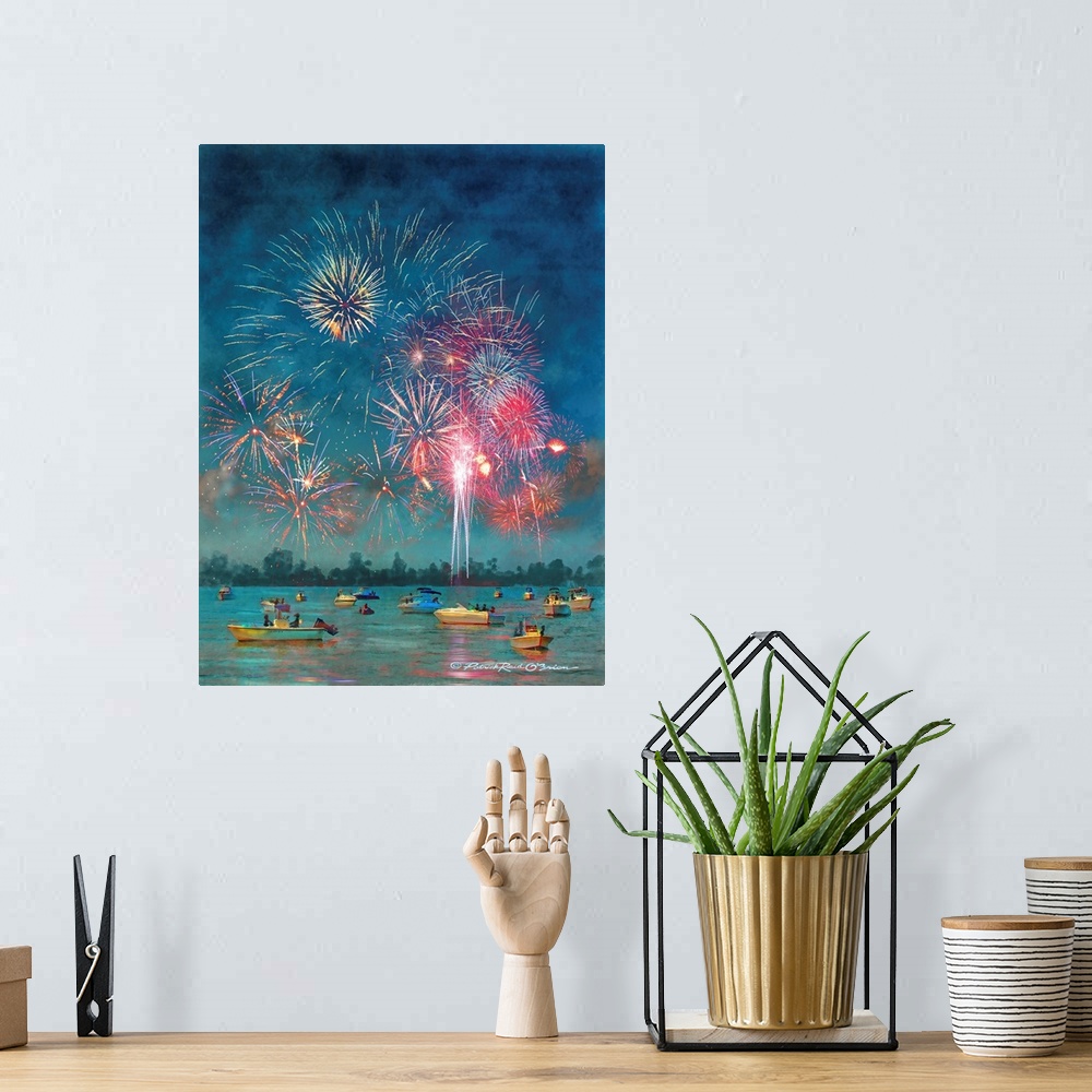 A bohemian room featuring Fireworks