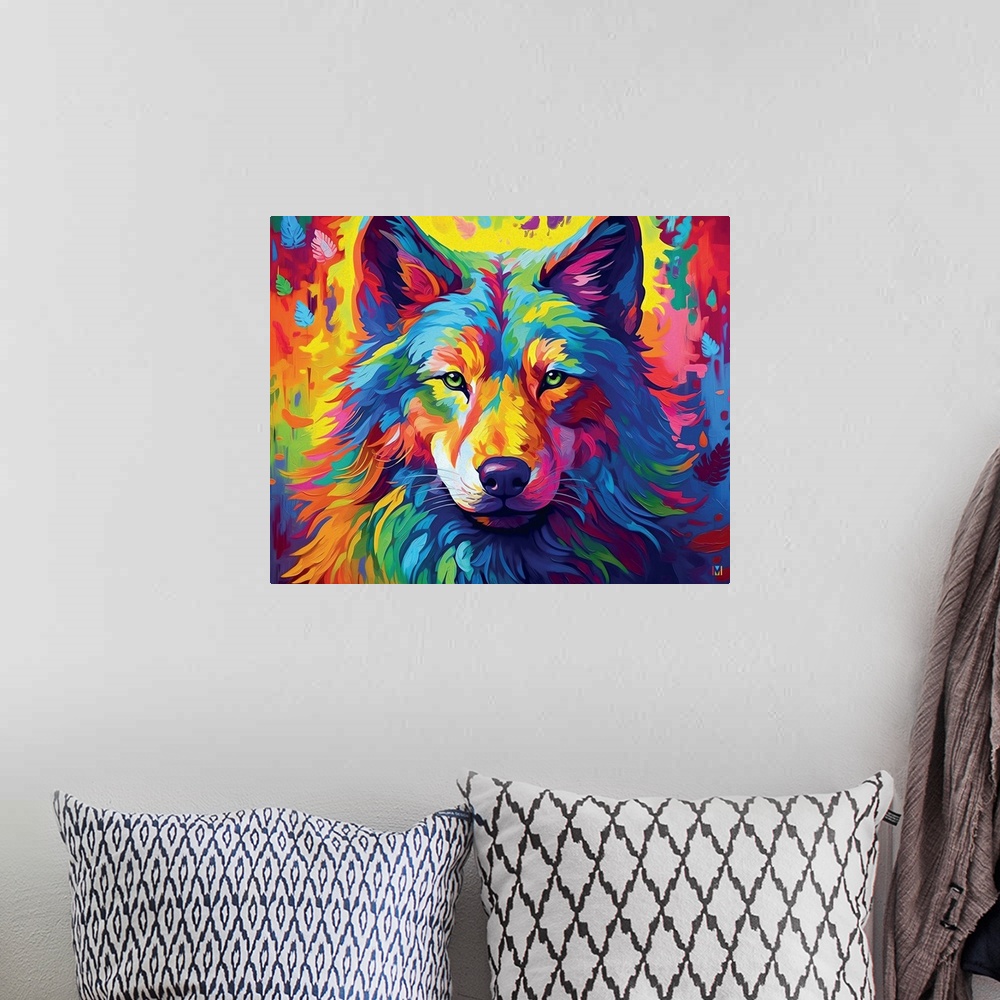 A bohemian room featuring Living Color Wolf