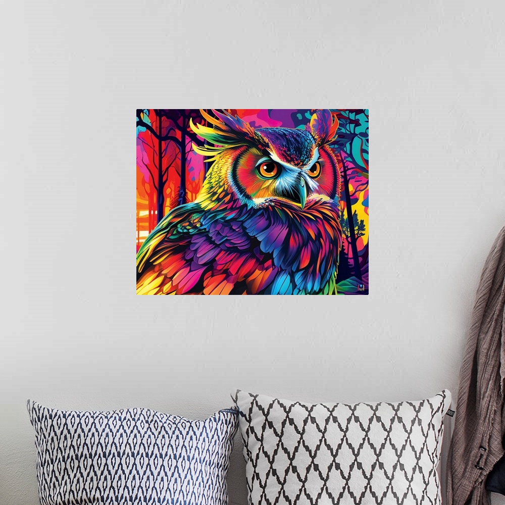 A bohemian room featuring Rainbow Owl