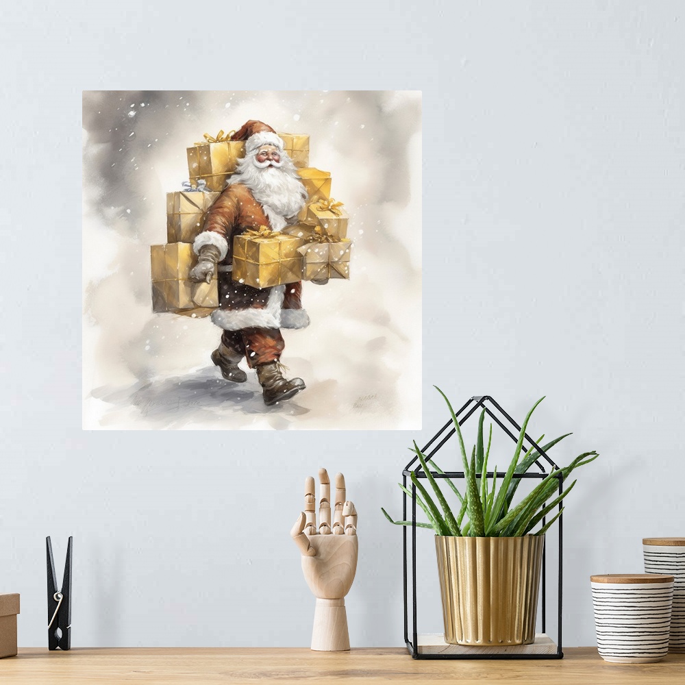 A bohemian room featuring Santa With Gifts 1