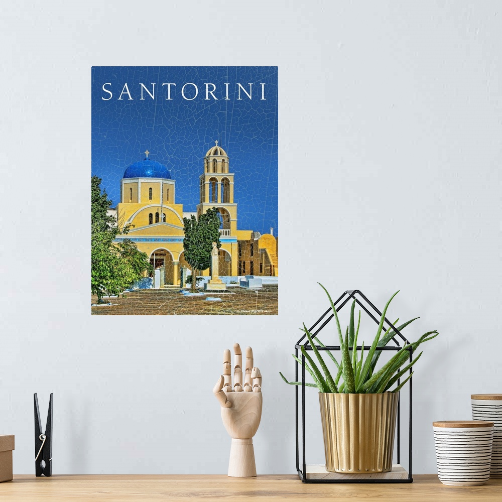 A bohemian room featuring Santorini Church