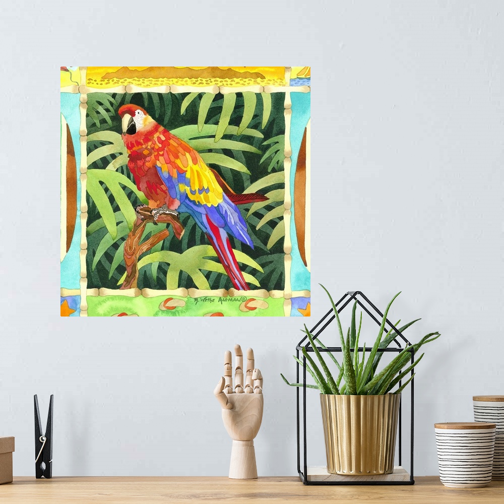 A bohemian room featuring Surf Parrot