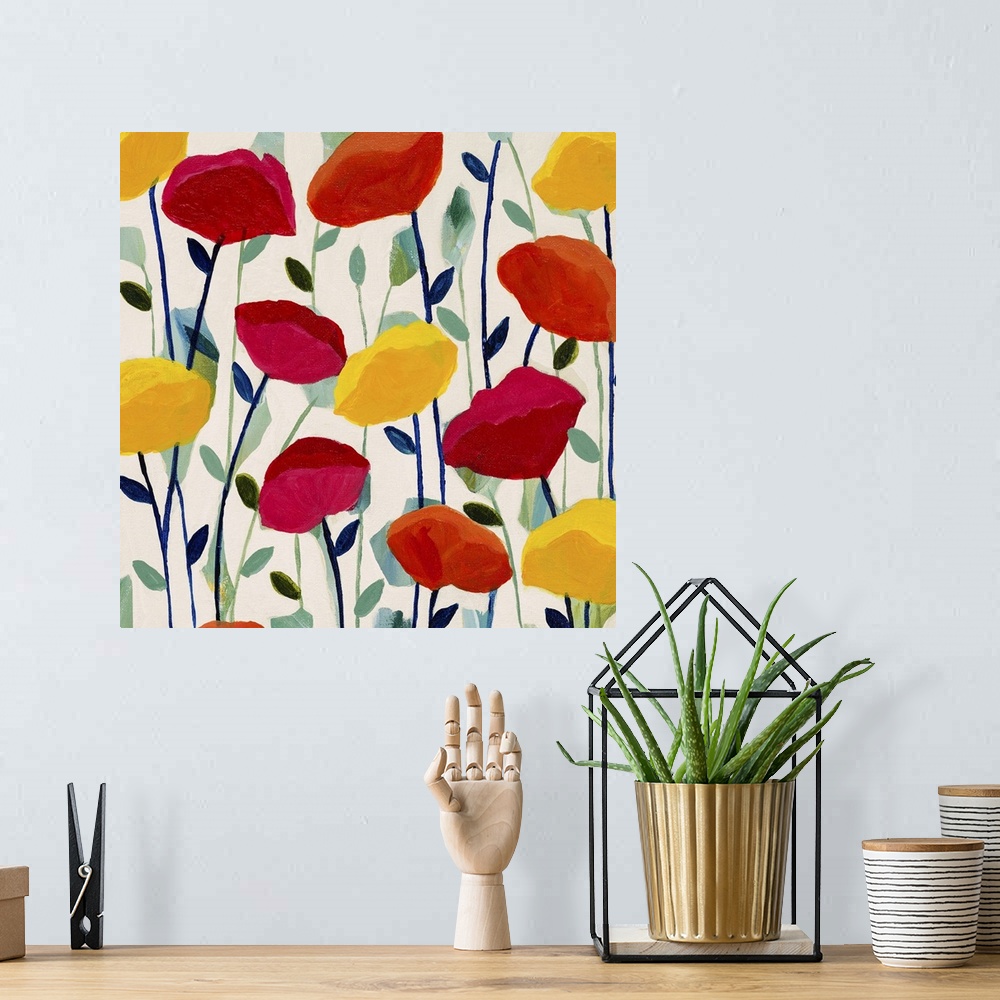 A bohemian room featuring Cheerful Poppies