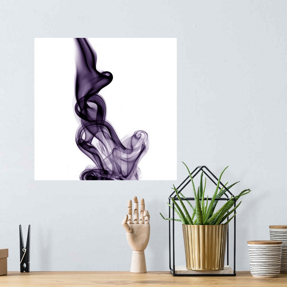 A bohemian room featuring Abstract background from cigarette smoke in purple.