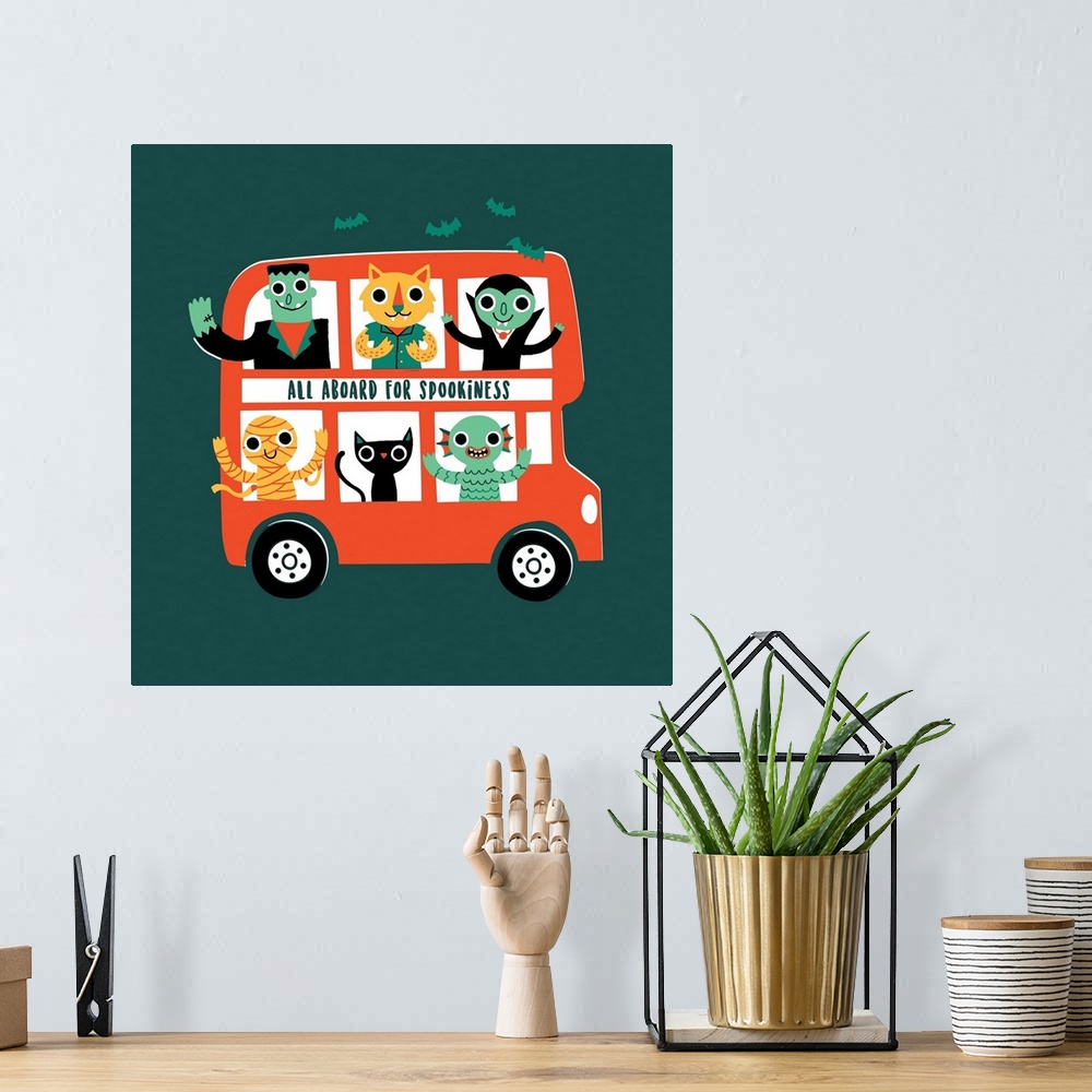 A bohemian room featuring Spooky Bus