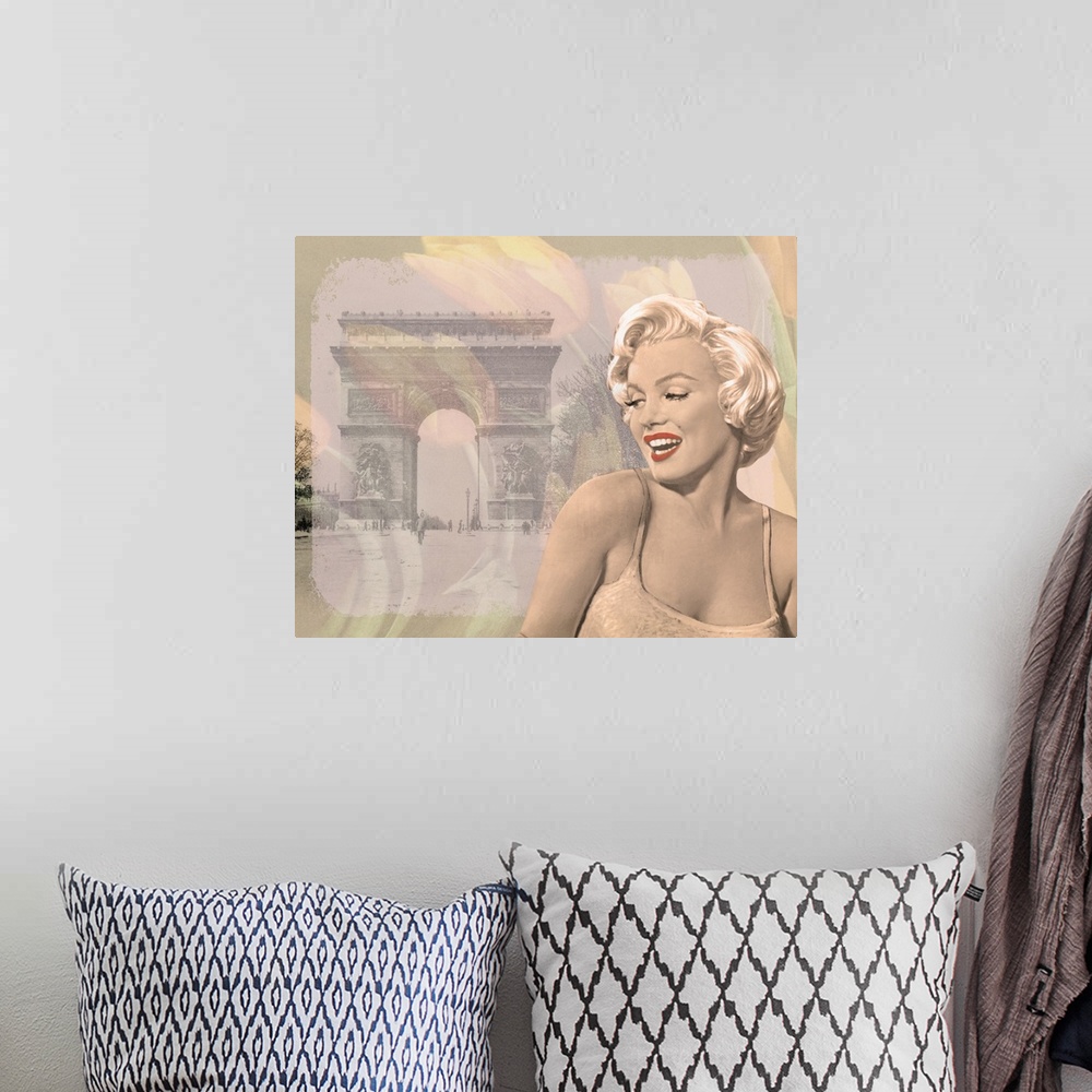 A bohemian room featuring Inspired by the movie, Seven Year Itch, Marilyn Monroe looks elegantly over her shoulder with the...