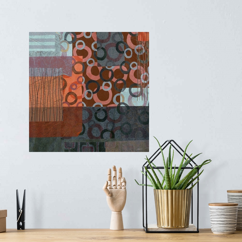 A bohemian room featuring A retro collage of circles