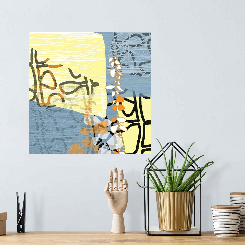 A bohemian room featuring This poster is an an abstract floral where I used all my favorite colors and combined them into a...