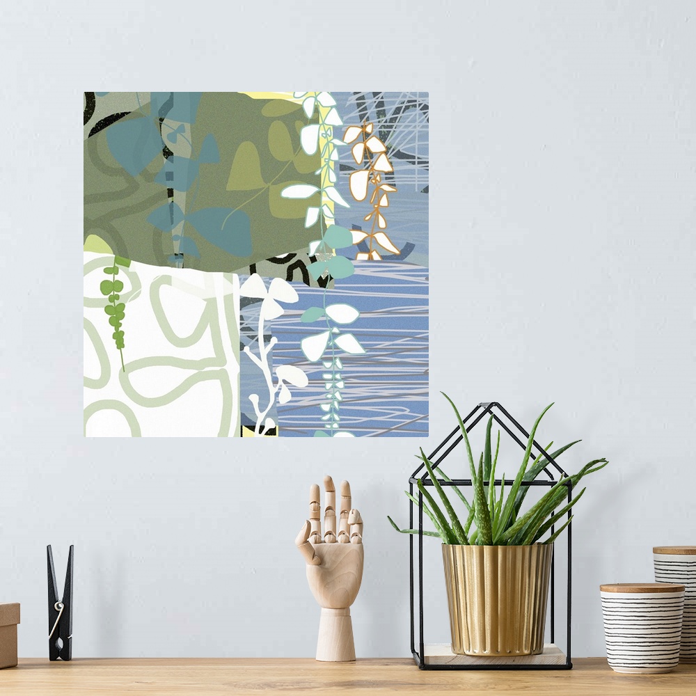 A bohemian room featuring This poster is an an abstract floral where I used all my favorite colors and combined them into a...