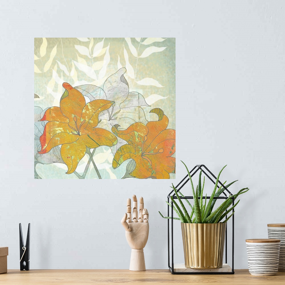 A bohemian room featuring This botanical art print and print on demand canvas was created with original illustrations then ...