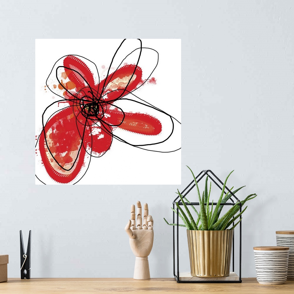 A bohemian room featuring Watercolor brushes used digitally bring a red flower to life. There are four in this set and woul...