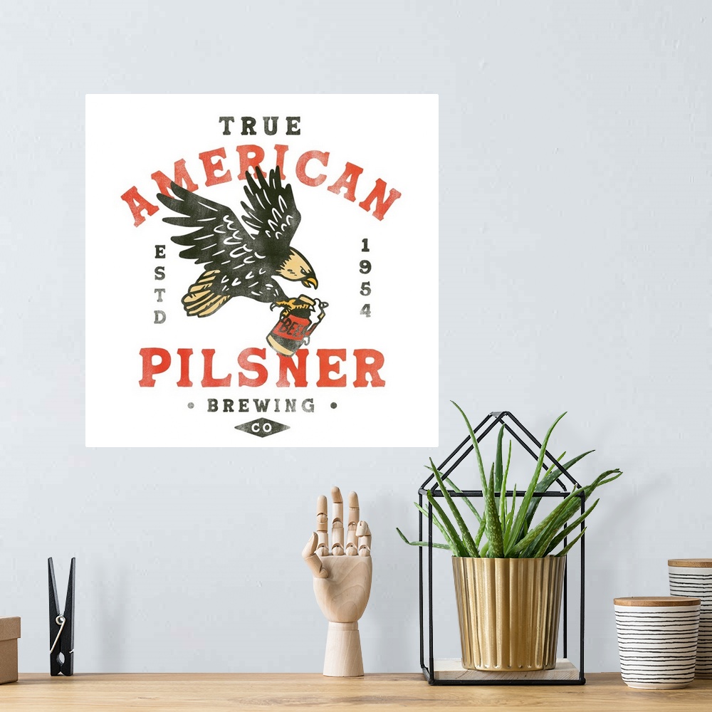A bohemian room featuring American Pilsner
