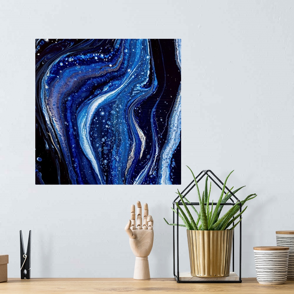 A bohemian room featuring Black And Blue Abstract 50