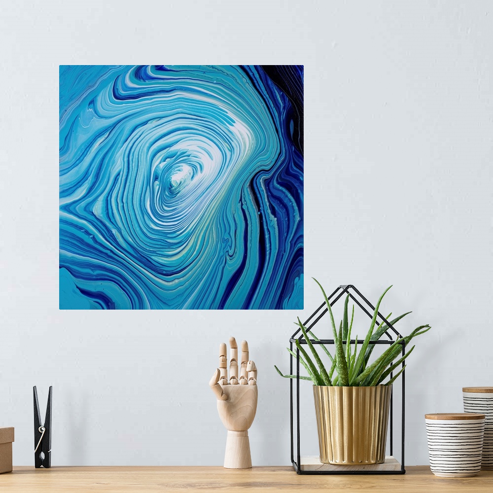 A bohemian room featuring Blue Swirl Abstract 29