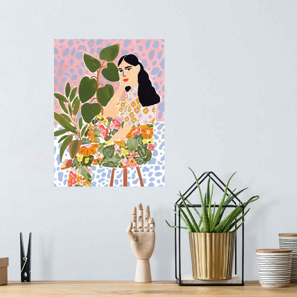 A bohemian room featuring Floral Lady
