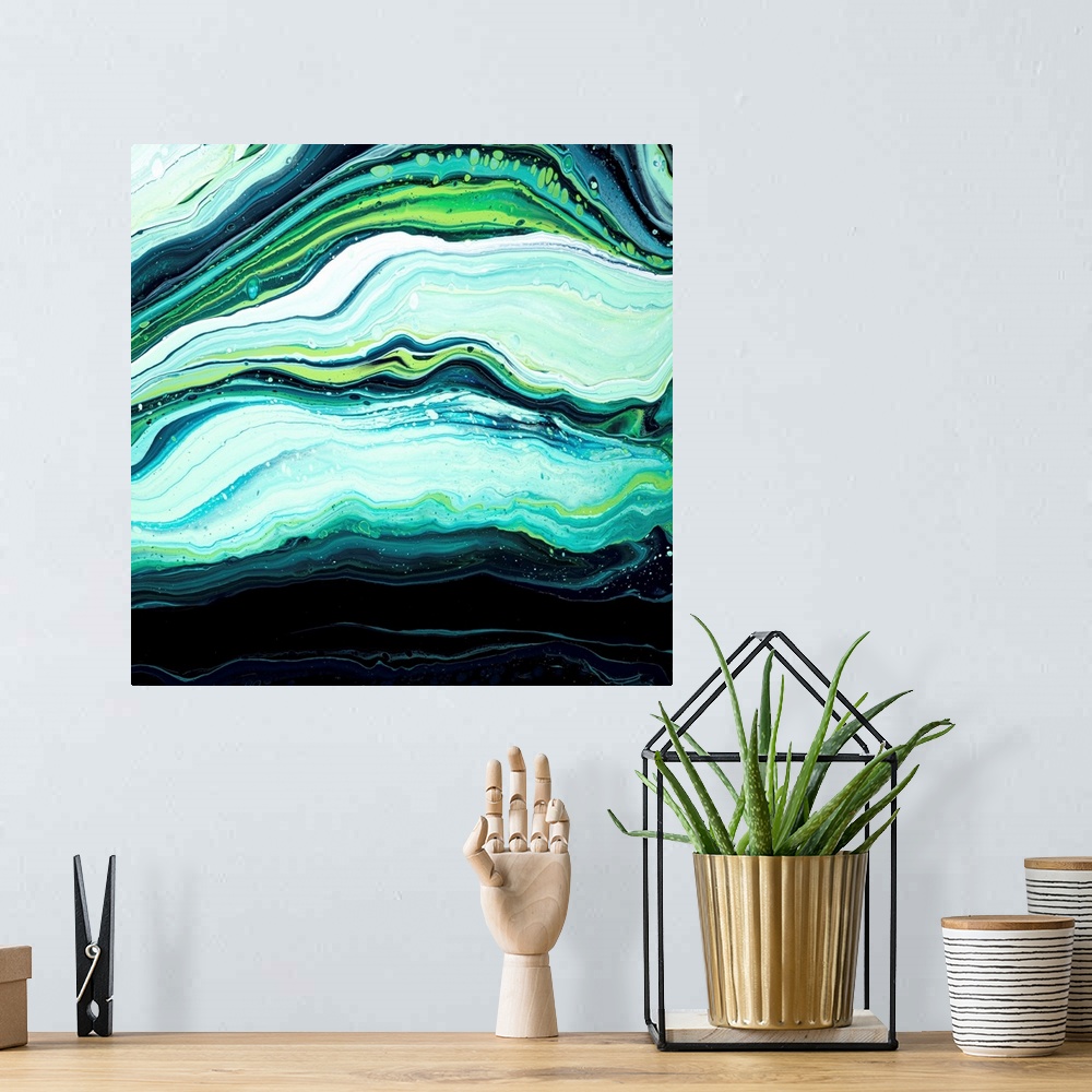 A bohemian room featuring Green And Aqua Abstract 39