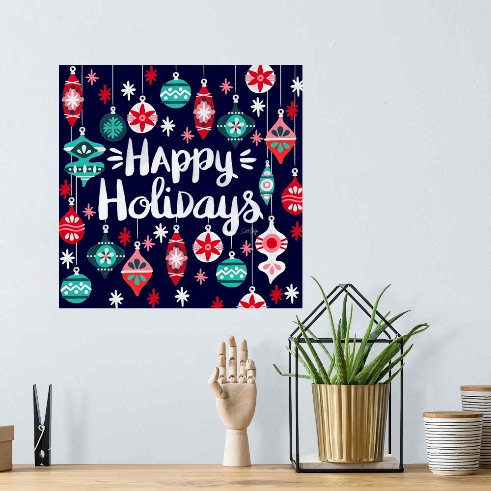 A bohemian room featuring Happy Holidays