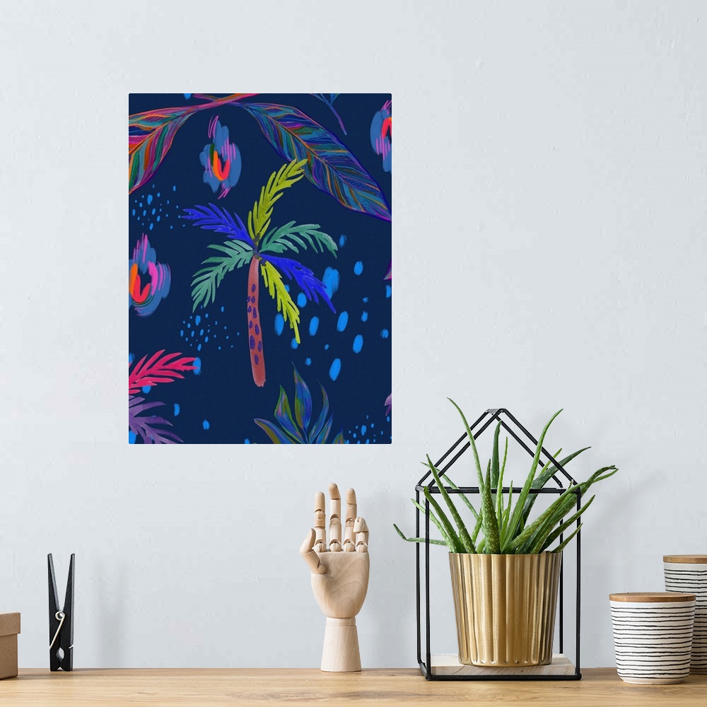 A bohemian room featuring Hyper Nature 1 Palm Tree