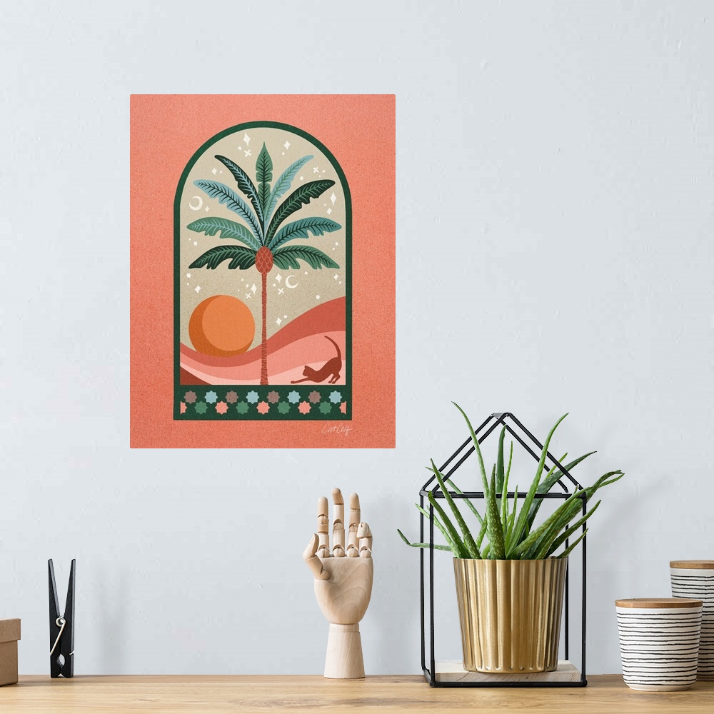 A bohemian room featuring Moorish Palm Tree