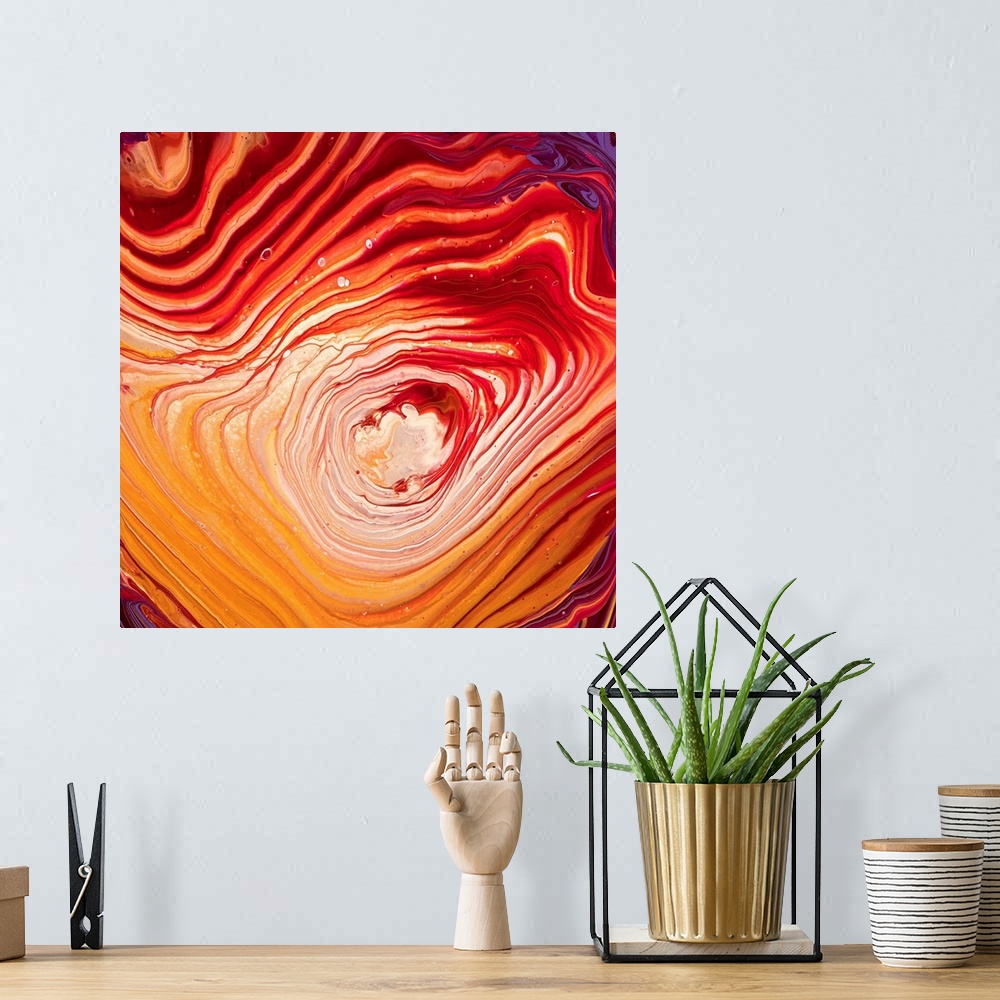 A bohemian room featuring Orange And Red Abstract 18