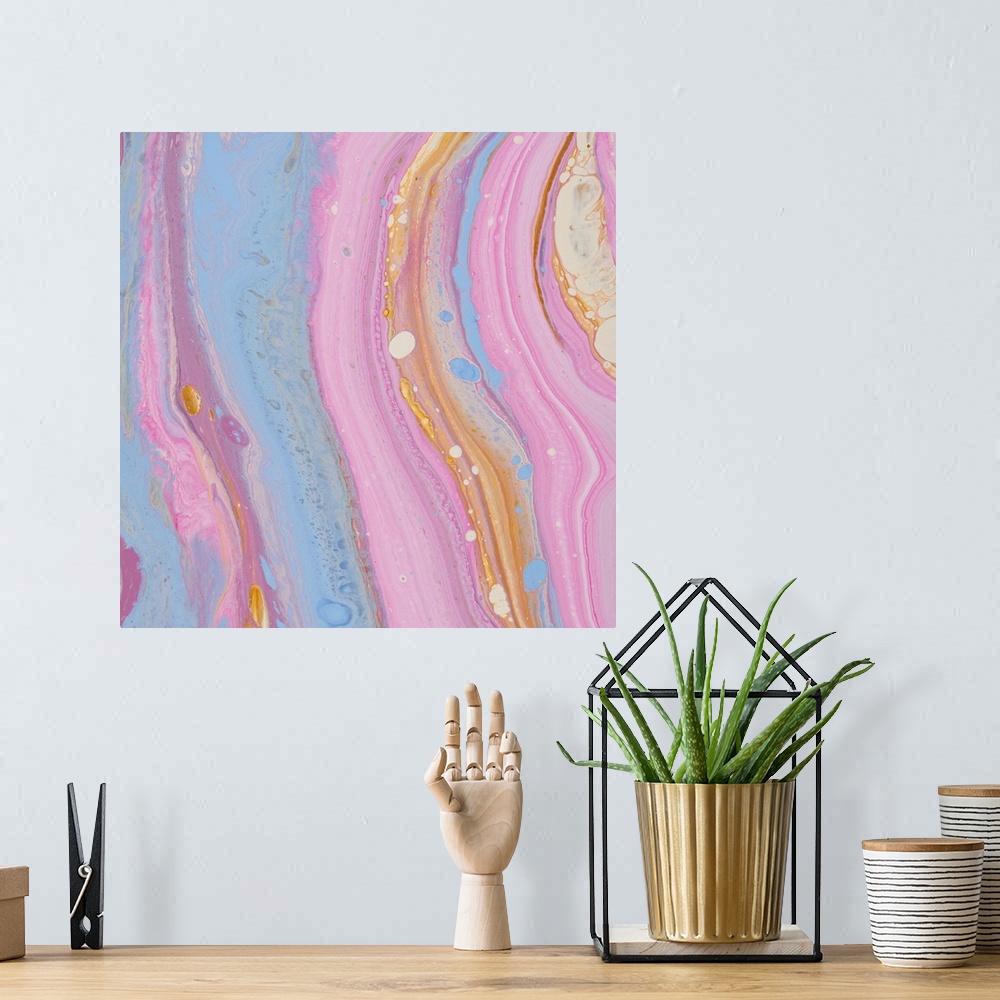 A bohemian room featuring Pink And Blue Abstract 43