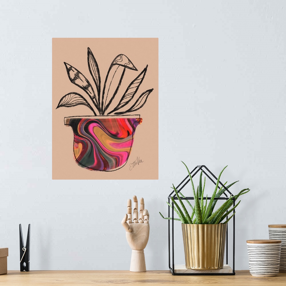 A bohemian room featuring Plant Sketch 1