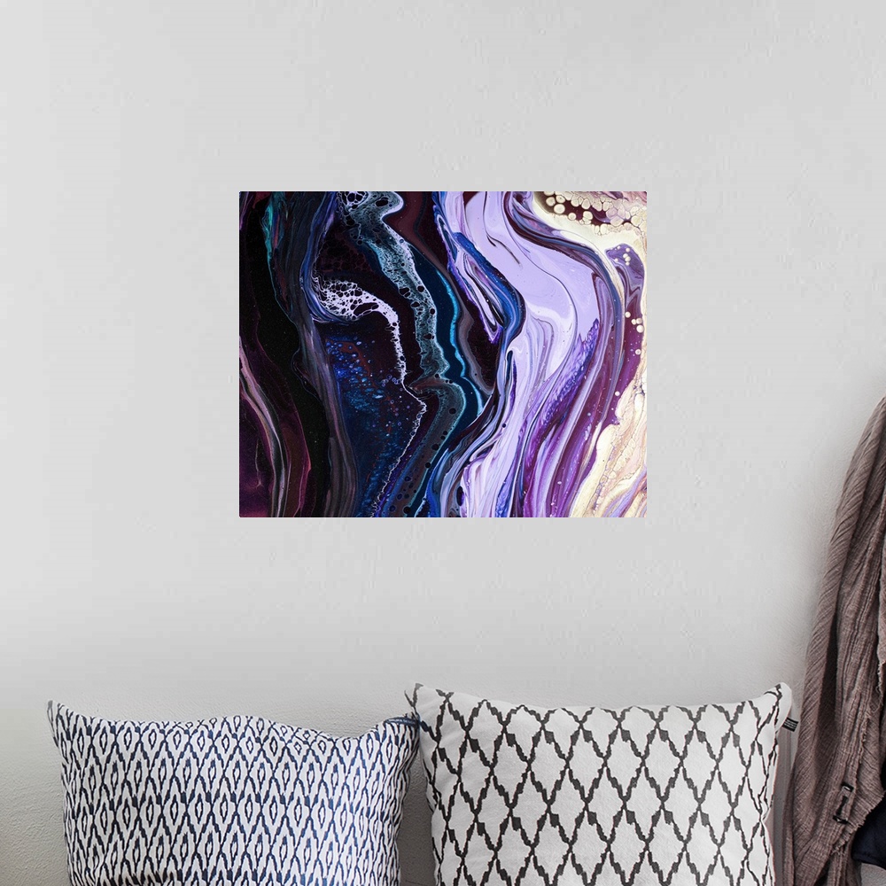 A bohemian room featuring Purple And Lilac Abstract 60