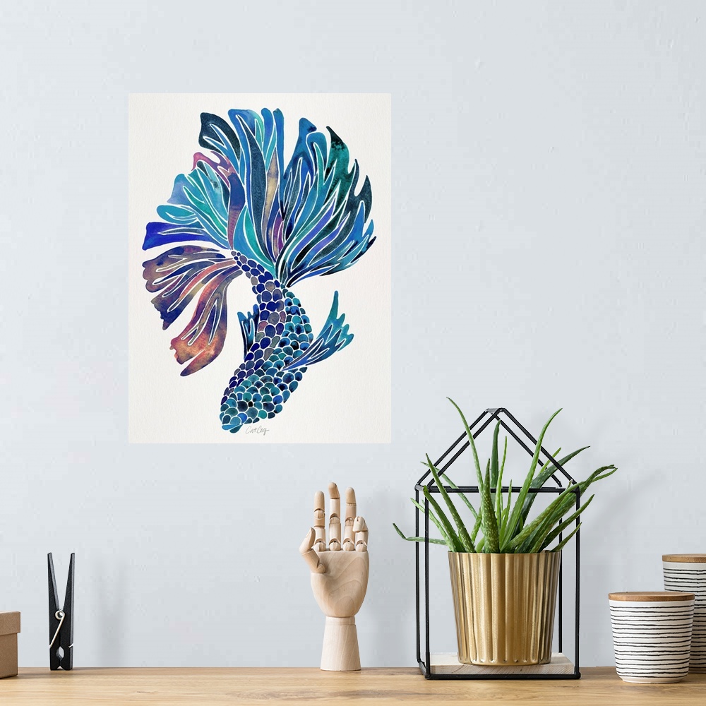 A bohemian room featuring Siamese Fighting Fish