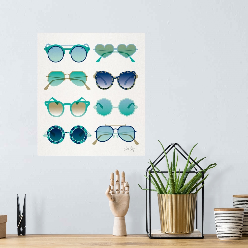 A bohemian room featuring Turquoise Sunglasses