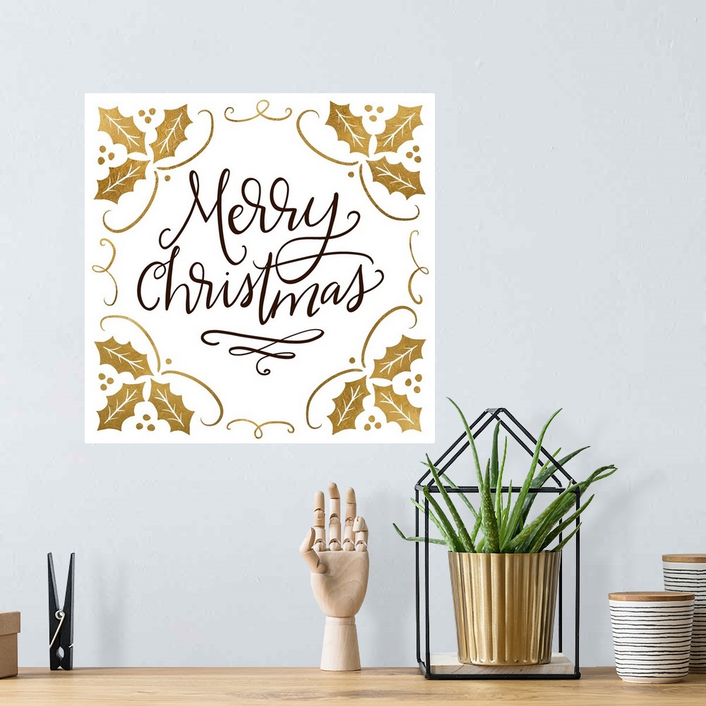A bohemian room featuring Victorian Christmas - Foil Merry Christmas