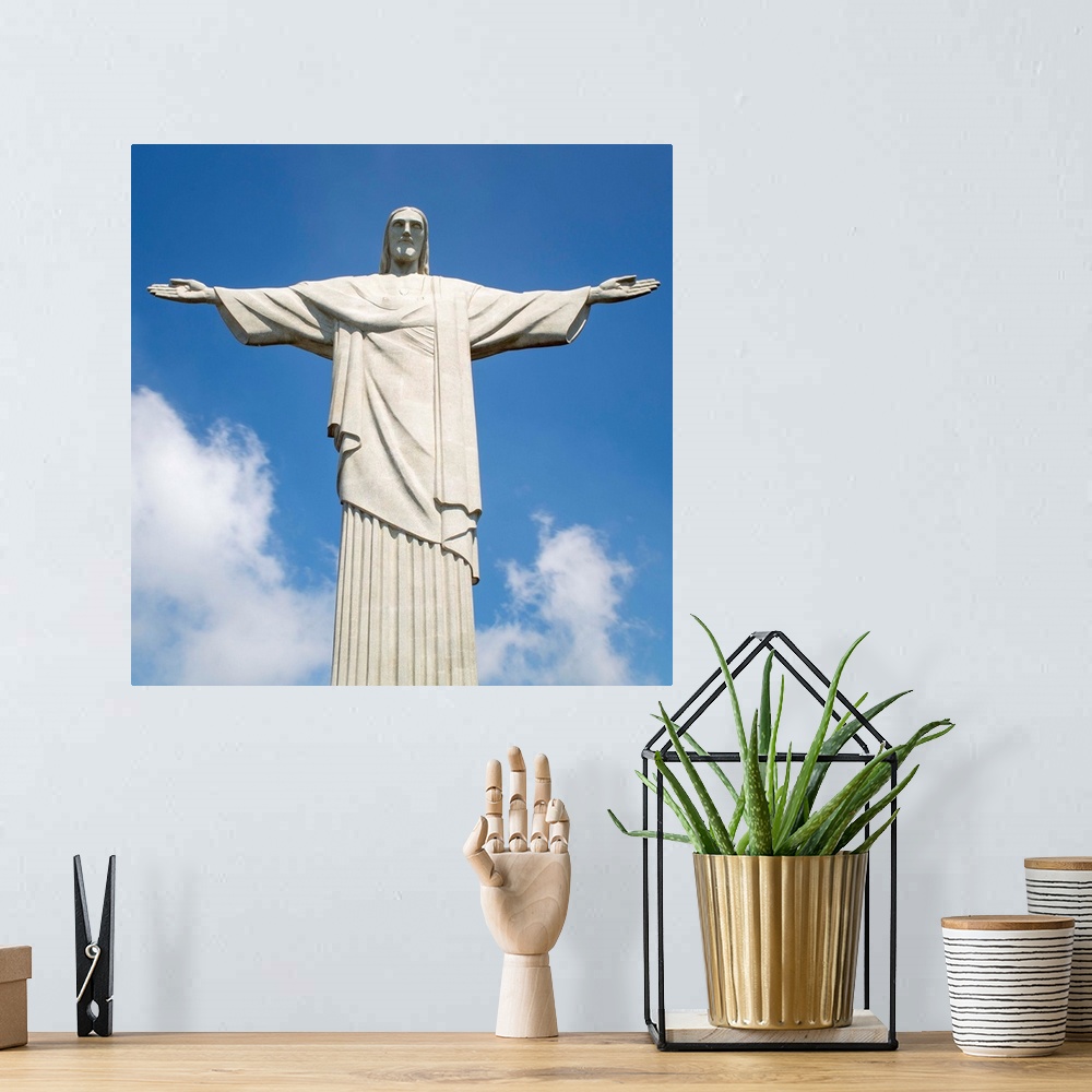 A bohemian room featuring Cristo Redentor (Christ Redeemer) statue on Corcovado mountain in Rio de Janeiro, Brazil, South A...